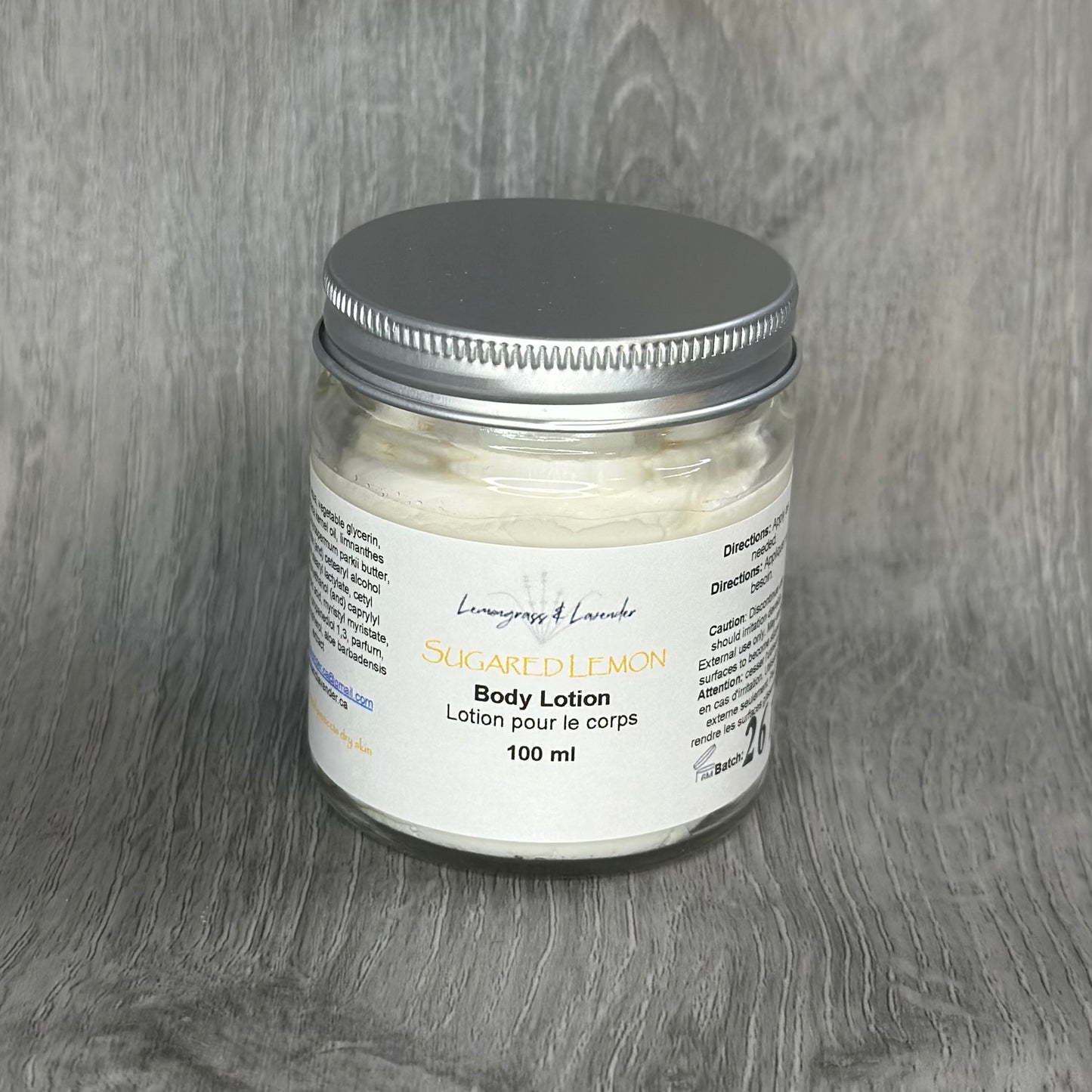 Sugared Lemon scented body lotion.
Handmade in Canada
Eco-friendly packaging. Plant-based skin care.