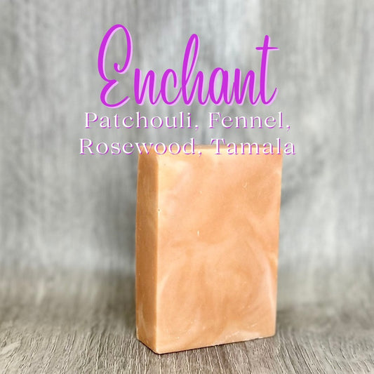 Enchant Bar Soap
Handmade in Ottawa, ON, Canada 
Made with plant-derived ingredients, packaged with sustainable materials
