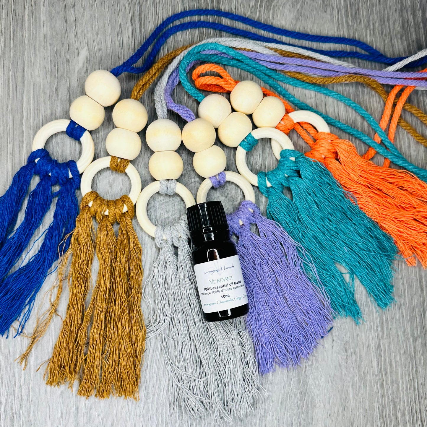 Essential Oil Diffuser Charm - Wood Beads/Macrame