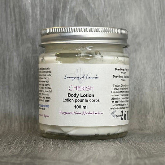 Cherish Body Lotion
Handmade in Ottawa, ON, Canada with plant derived ingredients. Packaged with eco-friendly materials. 