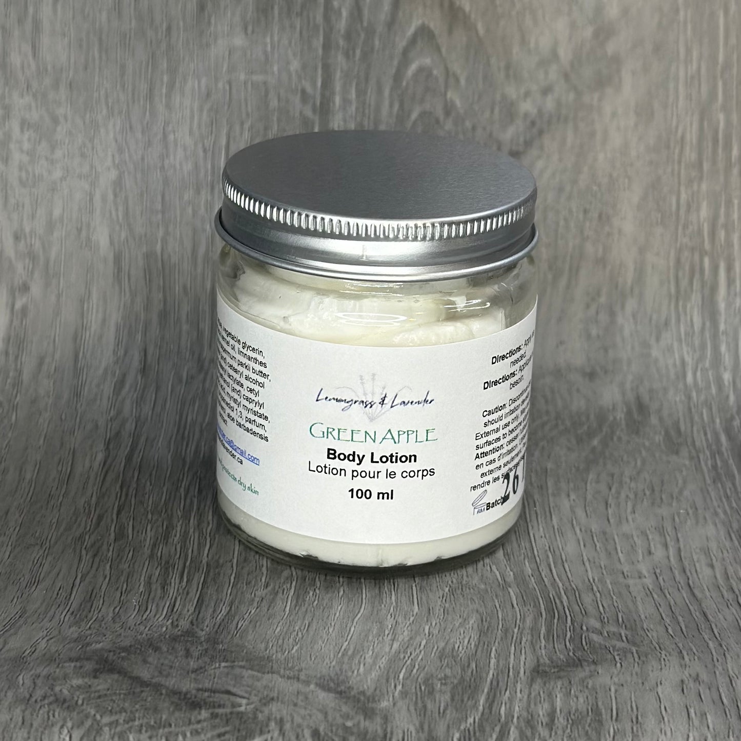 Green Apple scented body lotion. 
Handmade in Canada
Eco-friendly packaging. Plant-based skin care. 