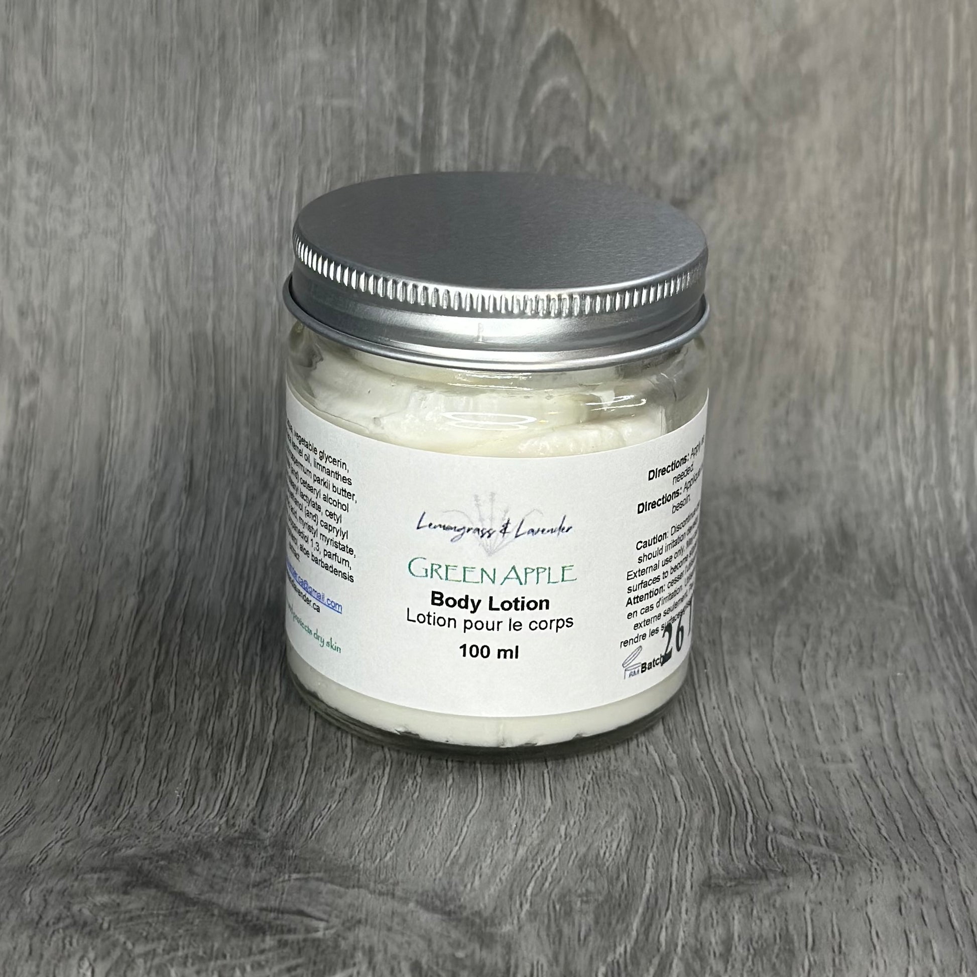 Green Apple scented body lotion. 
Handmade in Canada
Eco-friendly packaging. Plant-based skin care. 