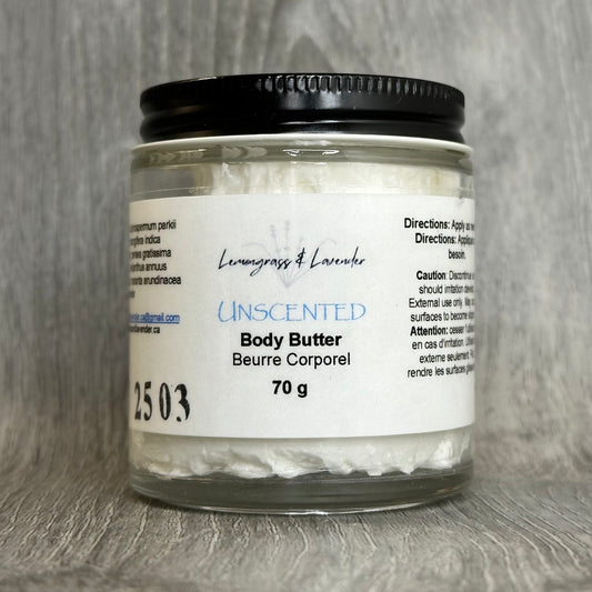 Handcrafted Body Butter, unscented for those with scent sensitivities