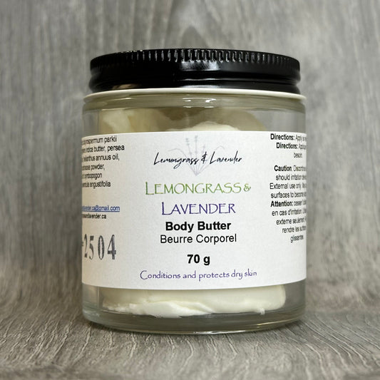 Handcrafted Body Butter, scented with Lemongrass & Lavender pure essential oils