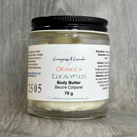 Handcrafted Body Butter, scented with Orange & Eucalyptus pure essential oils